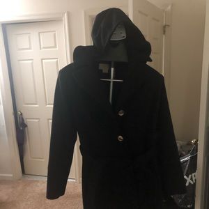 Michael Kors women wool trench with hood